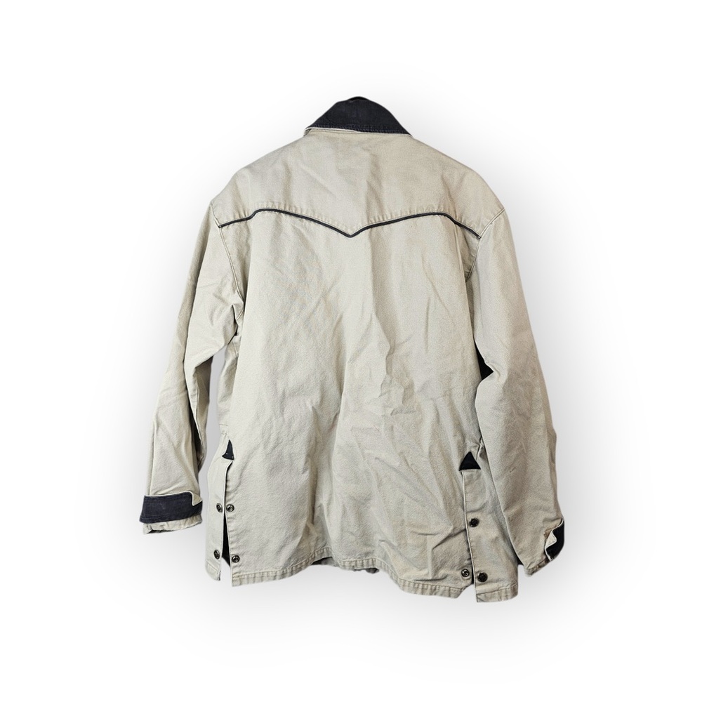 Powder River Outfitters Canvas Ranch Jacket White Denim Accents Large - Picture 7 of 9